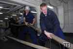 Boatswain's Mate 3rd Class Richard Gunsel, right, from Fresno, C