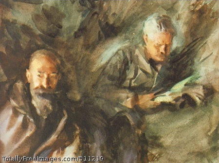 In a Hayloft
c.1904-1907; Brooklyn Museum; (100 Kb)Fellow artists Raffaelli and Pollonera sheltering from rain in a hayloft.
