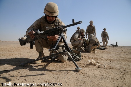 101016-N-0475R-098
HELMAND PROVINCE, Afghanistan (Oct. 16, 2010) Construction Electrician 2nd Class Daniel Garcia, left, sets up an M240B machine gun as other Seabees assigned to Naval Mobile Construction Battalion (NMCB) 5 set up their weapons during crew served weapons qualifications at Camp Leatherneck, Afghanistan. NMCB-5 is deployed to Afghanistan executing general engineering, infrastructure construction and project management in support of Operation Enduring Freedom. (U.S. Navy photo by Mass Communication Specialist 2nd Class Ace Rheaume/Released)