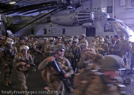 100919-N-9950J-187
PHILIPPINE SEA (Sept. 19, 2010) Marines assigned to the 31st Marine Expeditionary Unit (31st MEU) prepare for a simulated air raid aboard the forward-deployed amphibious assault ship USS Essex (LHD 2). Essex is part of the forward-deployed Essex Amphibious Ready Group and is participating in Valiant Shield 2010, a joint-service exercise designed to enhance interoperability between U.S. forces. (U.S. Navy photo by Mass Communication Specialist 2nd Class Greg Johnson/Released) 
