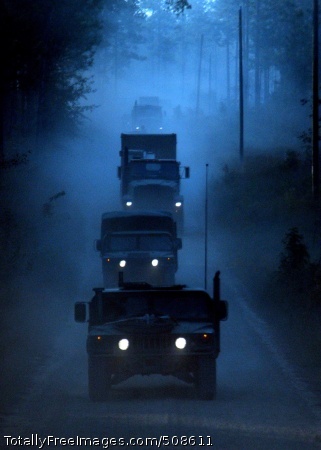 101014-N-4440L-072
CAMP SHELBY, Miss. (Oct. 14, 2010) The air detail of Naval Mobile Construction Battalion (NMCB) 74 convoys through the woods of Camp Shelby, Miss., to their camp site. NMCB-74 is conducting a field training exercise before deploying later this year. (U.S. Navy photo by Mass Communication Specialist 2nd Class Michael Lindsey/Released)