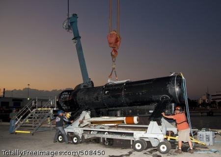 101002-N-5875S-172
FORT LAUDERDALE, Fla. (Oct. 2, 2010) Engineers from Naval Surface Warfare Center Panama City recover the Remote Multi-Mission Vehicle, part of the littoral combat ship (LCS) mine countermeasures mission package, after at-sea tests. The mine countermeasures mission package provides LCS platforms the capability to detect, identify and neutralize sea mines. The Remote Multi-Mission Vehicle was embarked aboard the Office of Naval Research vessel Seafighter, which acted as a surrogate for the LCS platform. (U.S. Navy photo David Sussman/Released)