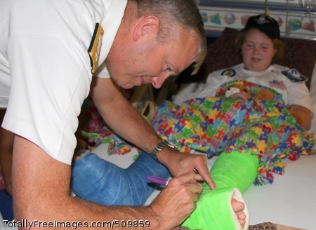 100914-N-3038C-016
SALT LAKE CITY (Sept. 14, 2010) Rear Adm. William D. French, commander of Navy Region Southwest, autographs a patient's cast at Shriner's Hospital during a Caps For Kids event during Salt Lake City Navy Week, one of 19 Navy Weeks planned across America in 2010. Navy Weeks are designed to show Americans the investment they have made in their Navy and increase awareness in cities that do not have a significant Navy presence. (U.S. Navy photo by Chief Mass Communication Specialist Steve Carlson/Released)