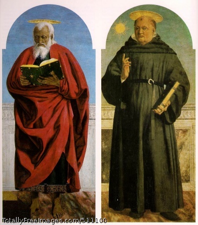 Polyptych of Saint Augustine
1454 (140 Kb); Oil and tempera on panelSaint John the Evangelist; 131.5 x 57.8 cm; Frick Collection, New YorkSaint Nicholas of Tolentino; 136 x 59 cm; Museo Poldi Pezzoli, Milan