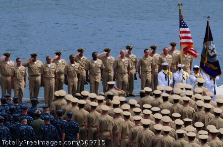 100916-N-7488A-148
SAN DIEGO (Sept. 16, 2010) Sailors aboard the aircraft carrier USS Carl Vinson (CVN 70) render honors during a chief petty officer pinning ceremony on the flight deck. Carl Vinson is in port in San Diego following a tailored ship's availability and final evaluation problem. (U.S. Navy photo by Mass Communication Specialist Seaman Rosa Arzola/Released)