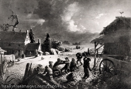 Corn Husking
Moonlit farmyard scene with a group of boys husking corn beside a barn and a wagon. Two of the boys fight with one another, while others watch, or continue to husk corn. In the background there is a farmhouse with a woman standing in the doorway.
Artist: Blythe, David Gilmour, 1815-1865, painter.
Medium: Oil on canvas.
Smithsonian Control Number: IAP 36120230