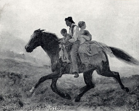 A Ride for Liberty - The Fugitive Slaves
A man, woman, child, and baby ride on a horse that charges across the landscape.
Artist: Johnson, Eastman, 1824-1906, painter.
Medium: Oil on board.
Smithsonian Control Number: IAP 35680230