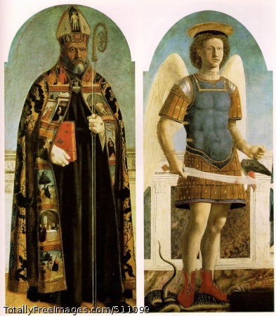 Polyptych of Saint Augustine
1454 (190 Kb); Oil and tempera on panelSaint Augustine; 132 x 56.5 cm; Museo de Arte Antiga, LisbonSaint Michael the Archangel; 133 x 59.5 cm; National Gallery, London