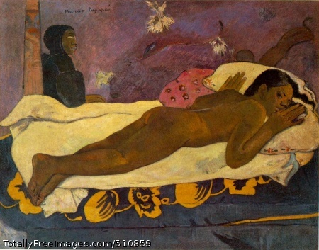 Spirit of the Dead Watching
1892 (130 Kb);
Oil on burlap mounted on canvas, 72.4 x 92.4 cm (28 1/2 x 36 3/8 in);
Albright-Knox Art Gallery, Buffalo, NY
