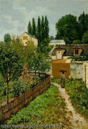 Garden Path in Louveciennes (Chemin de l'Etarche)
1873 (210 Kb); Oil on canvas, 64 x 46 cm;
Private collection