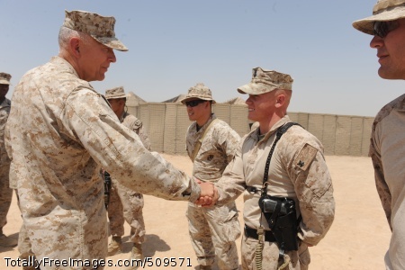100819-M-3389K-068
HELMAND PROVINCE, Afghanistan (Aug. 19, 2010) Gen. James Conway, commandant of the Marine Corps, left, shakes the hand of Hospital Corpsman 2nd Class Keeler during a tour of outposts and bases in Helmand Province. (U.S. Marine Corps photo by Cpl. Erin Kirk-Cuomo/Released)