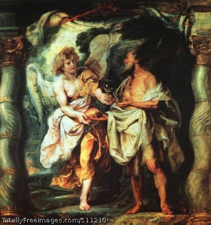 The Prophet Elijah Receiving Bread and Water from an Angel
1625-28 (70 Kb); Musee Bonnat, Bayonne, France