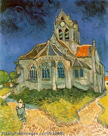 L'église d'Auvers-sur-Oise (The Church at Auvers-sur-Oise)
1890 (220 Kb); Oil on canvas, 94 x 74 cm (37 x 29 1/8 in);
Musee d'Orsay, Paris