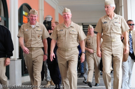101005-N-7526R-106
NAPLES, Italy (Oct. 5, 2010) Adm. Mark Fitzgerald, left, commander of Naval Forces Europe and Africa (CNE/CNA), Chief of Naval Operations (CNO) Adm. Gary Roughead and Adm. Samuel Locklear, prospective commander of CNE/CAN, walk together at Naval Support Activity Naples, Italy, after an all-hands call. Approximately 200 military and civilian personnel from various commands throughout the Naples area attended the question and answer session with Roughead. (U.S. Navy photo by Mass Communication Specialist 2nd Class Marc Rockwell-Pate/Released)