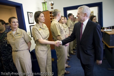 101004-N-5549O-062
BRUSSELS, Belgium (Oct. 4, 2010) Secretary of the Navy (SECNAV) the Honorable Ray Mabus greets Sailors and Naval officers assigned to North Atlantic Treaty Organization (NATO) Headquarters in Brussels, Belgium. Mabus is on a two-day trip to Belgium meeting with NATO representatives and Belgian military heads of state to discuss strategic objectives for the Navy and Marine Corps and maritime security cooperation with European nations. (U.S. Navy photo by Mass Communication Specialist 2nd Class Kevin S. O'Brien/Released)