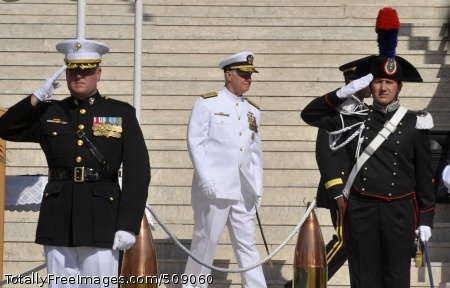 101006-N-8273J-037
NAPLES, Italy (Oct. 6, 2010) Chief of Naval Operations (CNO) Adm. Gary Roughead participates in the Commander, U.S. Naval Forces Europe-Africa change of command ceremony in Naples, Italy. Adm. Samuel J. Locklear, III relieved Adm. Mark P. Fitzgerald as commander, U.S. Naval Forces Europe-Africa. (U.S. Navy photo by Chief Mass Communication Specialist Tiffini Jones Vanderwyst/Released) 