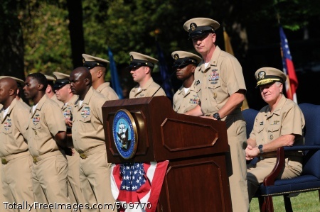 100916-N-9818V-104
WASHINGTON (Sept. 16, 2010) Master Chief Petty Officer of the Navy (MCPON) Rick West addresses the Navy's newest chief petty officers during the pinning ceremony held at the Washington Navy Yard. (U.S. Navy photo by Mass Communication Specialist 1st Class Jennifer Villalovos/Released)