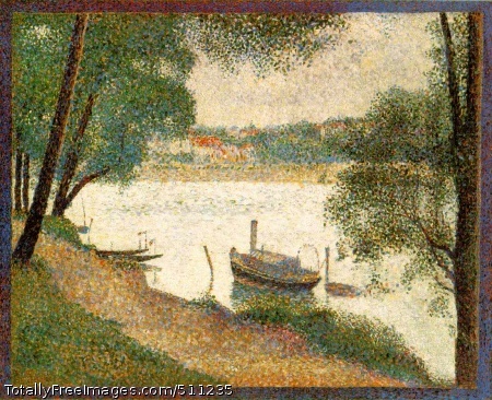 Gray Weather, Grande Jatte
Seurat, Georges
Painted 1888 (160 Kb);
Oil on canvas, 27 3/4 x 34 in; Signed, bottom left;
Philadelphia Museum of Art. Walter H. Annenberg CollectionBy his own description, Seurat set out to discipline the creation of
paintings through the systematic application of carefully calculated
formulas concerning color, composition, and line, which superseded those
works of the older generation of
Impressionists.
During the second half of
the 1880s he laid a foundation for a new, objective mission for the many
artists of his own generation who were drawn to his methods. Yet, for all
the rigor of intention and application of his theories, the outcome always
seemed to comprise a balance of systematic application and poetic
expression. This duality is no more apparent than in the vigorously
analytical yet subtly evocative painting
Gray Weather, Grande Jatte.This picture shows a dull, overcast summer's day on the Grande Jatte,
devoid of the rowers, boaters, and fun seekers who populate the 1886
painting, which contains some forty figures. The idle boats are tied up to
the mooring posts driven into the shallows along the bank: a little sailboat
on the far left; two punts with pennants (perhaps from their rowing clubs)
fluttering from the mooring poles; and a steam-powered craft firmly
secured between two other poles, its dinghy tied up separately. As large as
the latter boat seems in this context, it is probably just a small pleasure
craft of the kind that moves gaily downriver in the 1886 painting, its guide
sail, which goes up over the metal arch on the stern, furled away.The view across the gently flowing river to the suburb of Courbevoie
behind a concrete embankment is framed by the trees of the island. A path
worn on the grass moves strongly across the foreground, the boldness of
its diagonal somewhat dissipated as it weaves in and through the little
grove of trees on the left. The surface of the painting is densely, but not
evenly covered by a series of small brush strokes applied with great
deliberation. Directly placed pure colors alternate within each area of
definition: orange/green, blue/yelloy, and white/gray. A border of alternating
strokes of red and blue surrounds the entire canvas. The effect is at once
freshly panoramic and spatially flattened. As Robert Goldwater noted, the
diagonal placement of the tree trunks is balanced by the visual union of the
foliage to the surface of the picture plane, just as the strong angle of the
path is spatially thwarted by the even horizon of the bank beyond.It is unusual for Seurat, who was very prudent about his titles, to have
given a descriptive title to this painting: "Gray Weather." At least three of
his harbor pictures bear the notation `Evening' along with the name of the
town in which they were painted, but never was he as specific in noting the
climatic nature of the moment as he was here. In this he was drawing close
to the intention --at least in title--of the Impressionists, particularly
Monet,
whose declared purpose was to capture specific climatic effects.
Given Seurat's relationship to the older generation of Impressionists and
his supposed dependency on their attitudes and style--a link that has been
seriously questioned in recent criticism--this is an idea worth testing. Is
this, indeed, a closely witnessed record of a temporal and climatic
condition in nature?Felix Feneon, the critic and friend of Seurat, was among the first to note
that one of the grave dangers of Divisionist painting was that through its
increasing refinement of the applied, separate stroke that characterize its
practice, the interaction of colors tended to cancel one another out,
creating a somewhat dulled coloristic effect that may have been just the
opposite from the vibrancy intended. That is certainly not the case here,
where despite the intensity and degree of density of color strokes, the
relationship is so refined and delicately balanced that the overall muted
effect is as intended. This phenomenon proved a danger only for those
followers of S