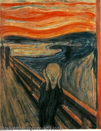 The Scream (or The Cry)
1893; 150 Kb; Casein/waxed crayon and tempera on paper (cardboard),
91 x 73.5 cm (35 7/8 x 29");
Nasjonalgalleriet (National Gallery), Oslo