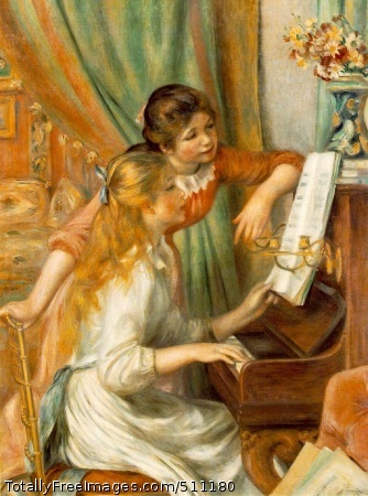 Jeunes filles au piano (Girls at the Piano)
1892 (150 Kb); Oil on canvas, 116 x 90 cm (45 5/8 x 35 3/8 in);
Musee d'Orsay, Paris