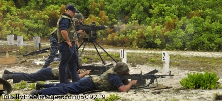 100930-N-9402T-010
DIEGO GARCIA (Sept. 30, 2010) Sailors engage in a live-fire training exercise at the British Indian Ocean Territory firing range. Sailors assigned to Diego Garcia support the U.S. 7th Fleet area of responsibility. (U.S. Navy photo by Mass Communication Specialist Seaman Michael Thompson/Released)