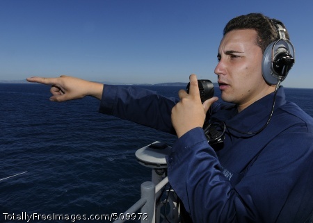 100908-N-3154P-023
GIBRALTAR (Sept. 8, 2010) Seaman Apprentice James Anthony stands lookout watch aboard the amphibious assault ship USS Kearsarge (LHD 3) as the ship transits the Strait of Gibraltar. The Kearsarge Amphibious Ready Group (ARG) is en route to Pakistan to help provide relief to flood-stricken regions. (U.S. Navy photo by Mass Communication Specialist 3rd Class Scott Pittman/Released)