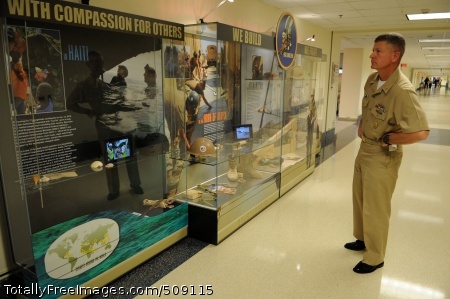 101005-N-9818V-002
WASHINGTON (Oct. 5, 2010) Master Chief Petty Officer of the Navy (MCPON) Rick West takes a look at the Seabee display at the Pentagon before addressing Sailors attending the National Capital Region Religious Program Specialist Monthly Training. (U.S. Navy photo by Mass Communication Specialist 1st Class Jennifer A. Villalovos/Released)